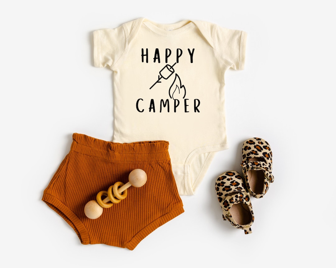 Happy Camper, Camping Baby Clothes, New Baby Gift, Newborn Clothes