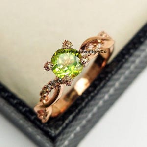 Handmade Sterling Silver Peridot Ring: Round Stacking Ring