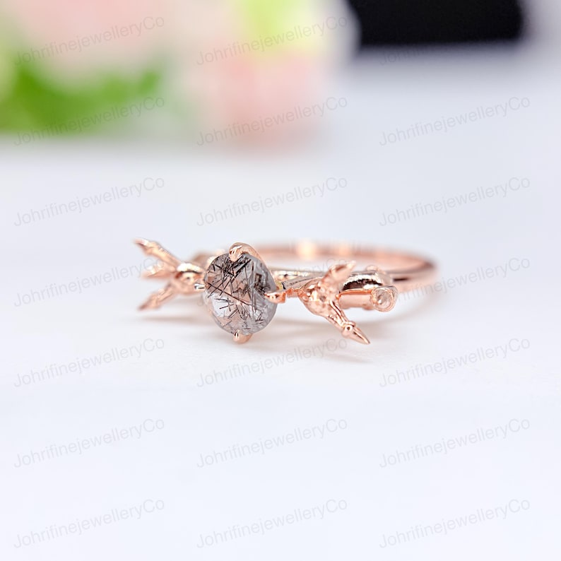 Umbreon Rings Umbreon Ring: Black Rutilated Quartz, Sterling Silver Anime Jewelry - Etsy