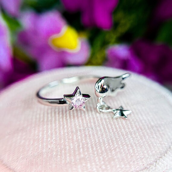 Card Captor Sakura Ring: Sterling Silver, Pink Moissanite Ring