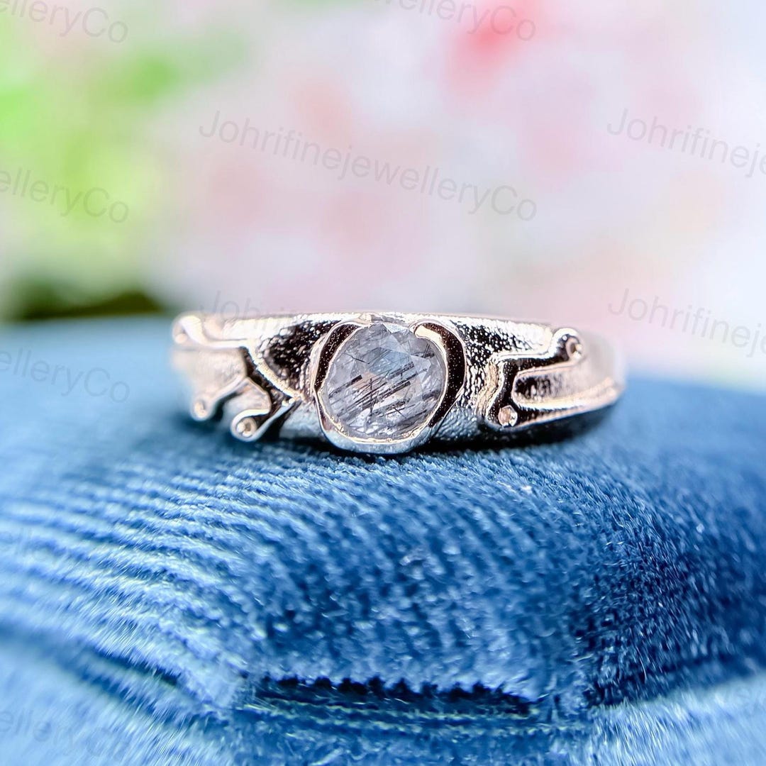 Zelda Kokiri Ring: Black Rutilated 925 Sterling Silver Anime