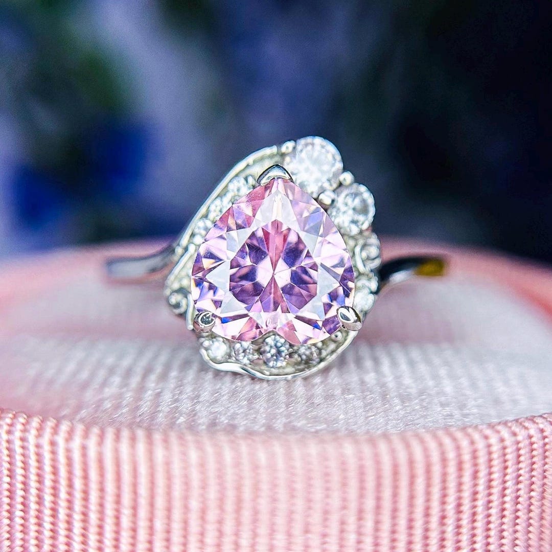 Pink Cubic Zirconia Engagement Ring 925 Sterling Silver Sailor Moon