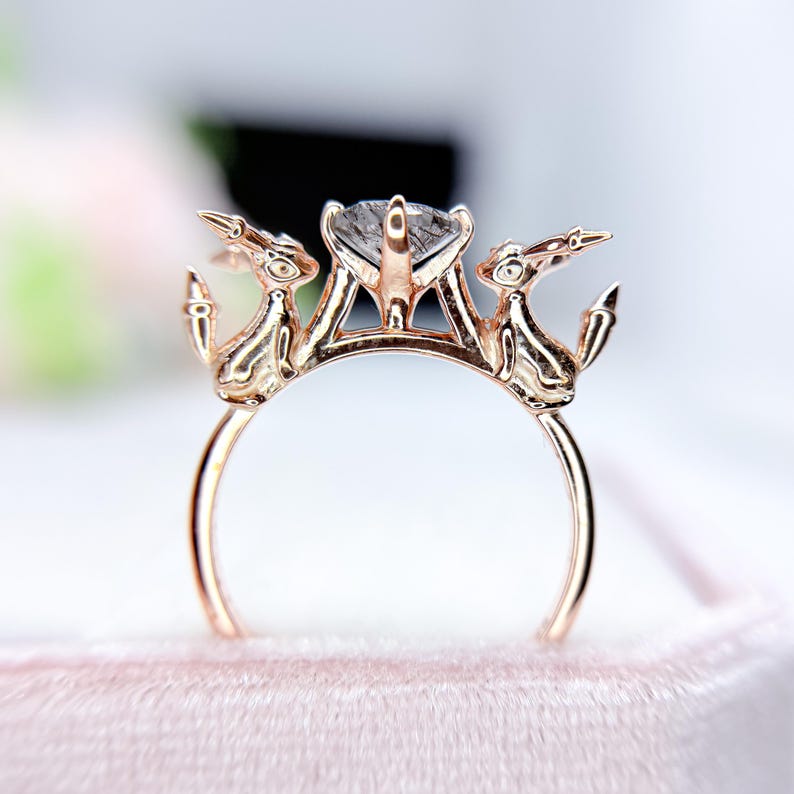Umbreon Rings Umbreon Ring: Black Rutilated Quartz, Sterling Silver Anime Jewelry - Etsy