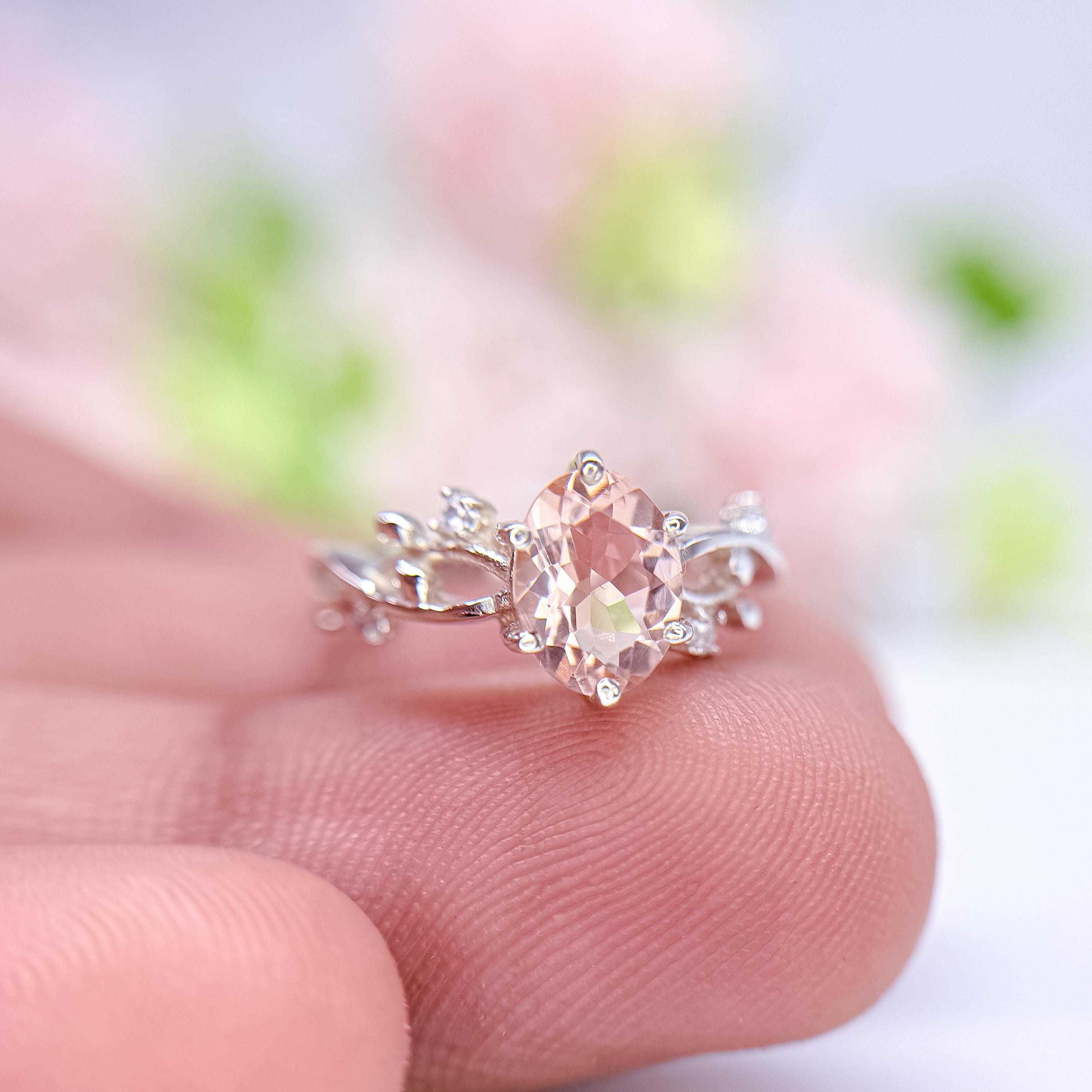 Bague En Argent Avec Morganite 40x13 Mm - Taille 55 - Neuf Sans Emballage