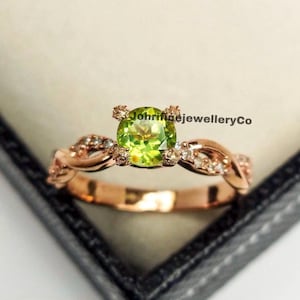Handmade Sterling Silver Peridot Ring: Round Stacking Ring