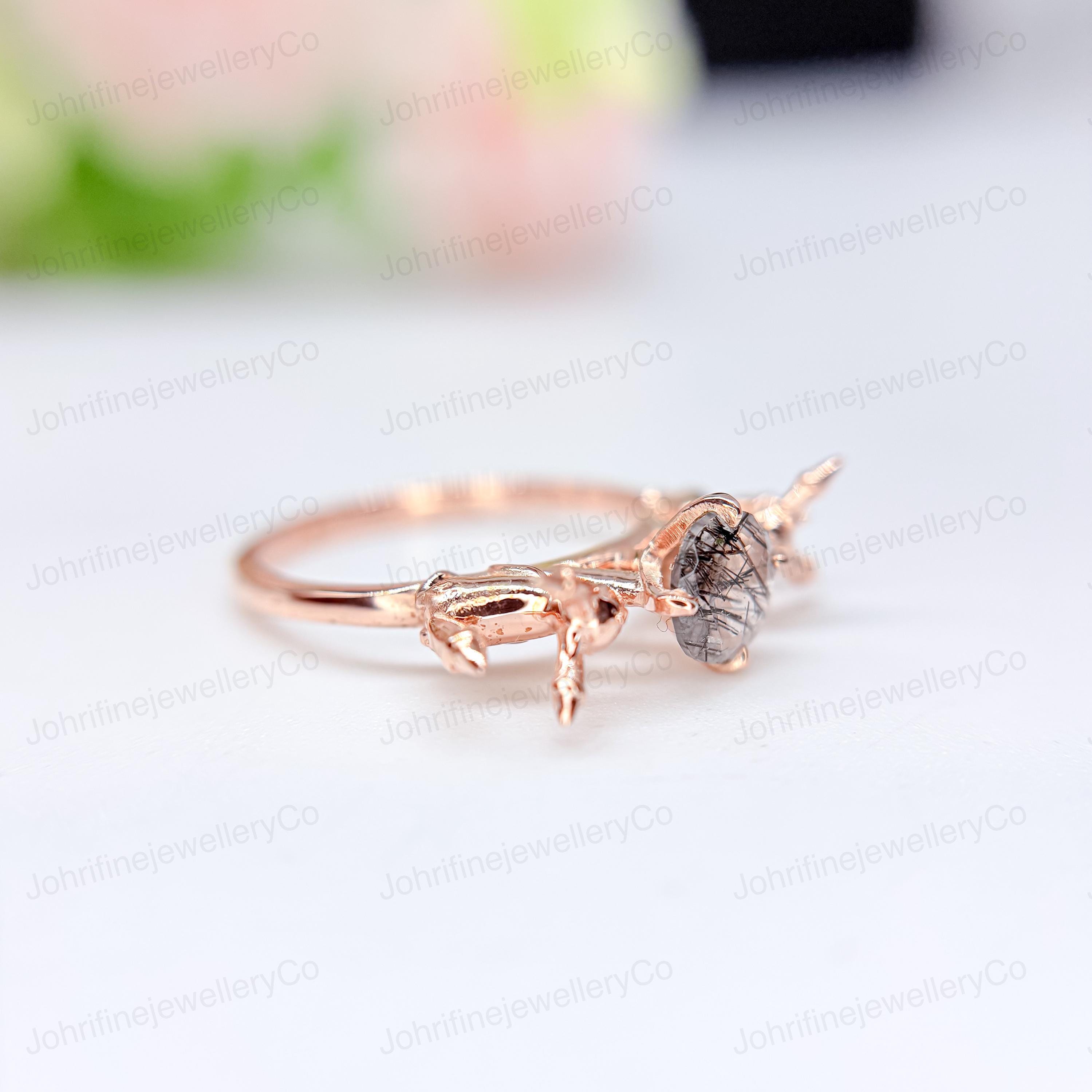 Umbreon Rings Umbreon Ring: Black Rutilated Quartz, Sterling Silver Anime Jewelry - Etsy