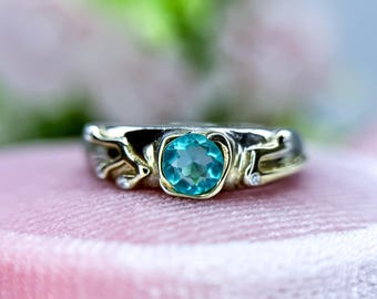 Zelda Zora Lab Emerald Ring: Sterling Silver Couple Ring