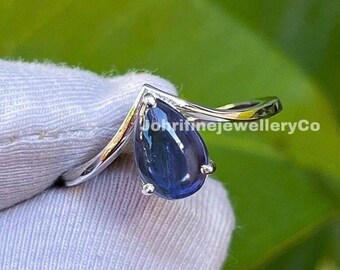 Natural Iolite Statement Ring: 925 Sterling Silver Chevron Ring