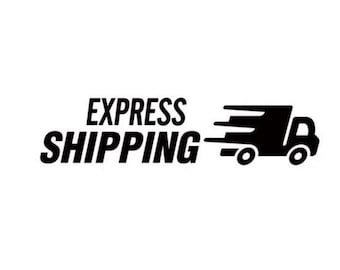 May include: Black and white illustration of a delivery truck with the text "EXPRESS SHIPPING" above it.