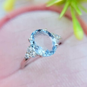 Handmade Aquamarine Statement Ring: Sterling Silver Oval Gemstone