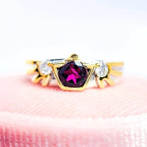 Zelda Goron's Ruby Engagement Ring: Hylian Shield, Sterling Silver Anime Jewelry