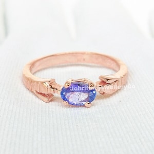 Tansanit Statement Ring: Ovaler Edelstein, 925 Sterling Silber