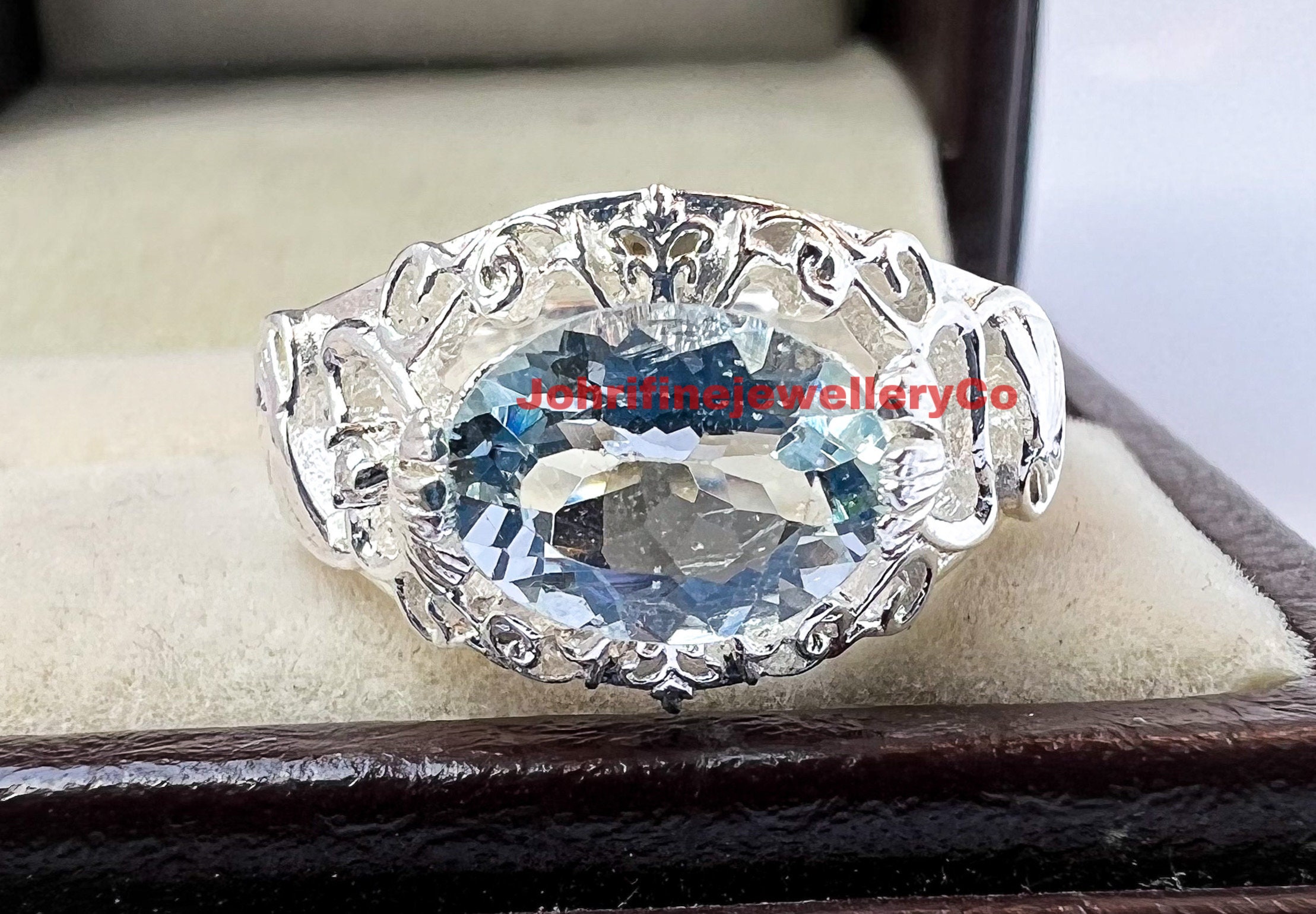 Natural Aquamarine Engagement Ring Aquamarine Ring Promise Etsy