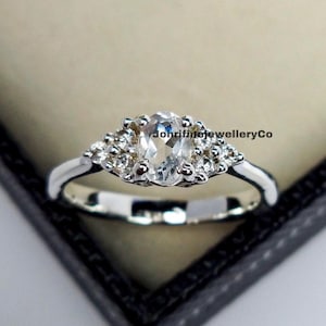 Crystal Quartz Sterling Silver Wedding Band Ring: Anniversary Jewelry