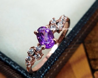 amethyst ring, dainty ring, amethyst Rose gold ring, minimalist ring, delicate ring, stacking ring, engagement ring, thin ring, promise ring