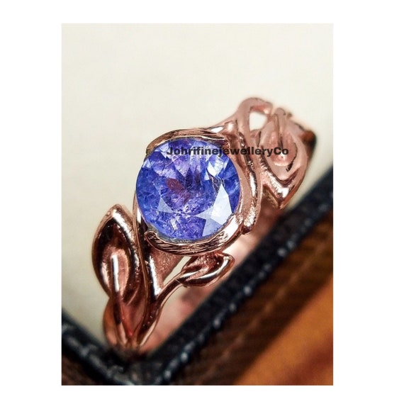 ヴィンテージタンザナイトスターリングシルバーリング：葉と枝の