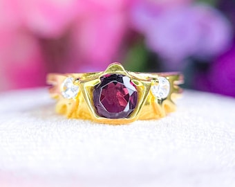 Zelda Goron's Ruby Ring: Hylian Shield Sterling Silver Engagement Ring