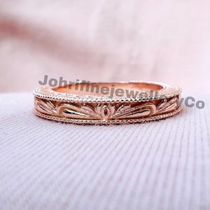 14k Rose Gold Floral Filigree Wedding Band