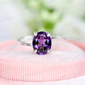 Oval Amethyst Ring: Handcrafted 925 Sterling Silver Anniversary Promise Ring