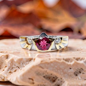 Zelda Ruby Ring: Hylian Shield Sterling Silver Engagement Ring