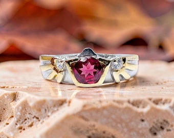 Zelda Ruby Ring: Hylian Shield Sterling Silver Engagement Ring