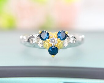 The Legend of Zelda Triforce Statement Ring, Two Tone London Blue