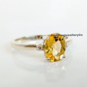 Citrine Statement Ring: 925 Sterling Silver, November Birthstone