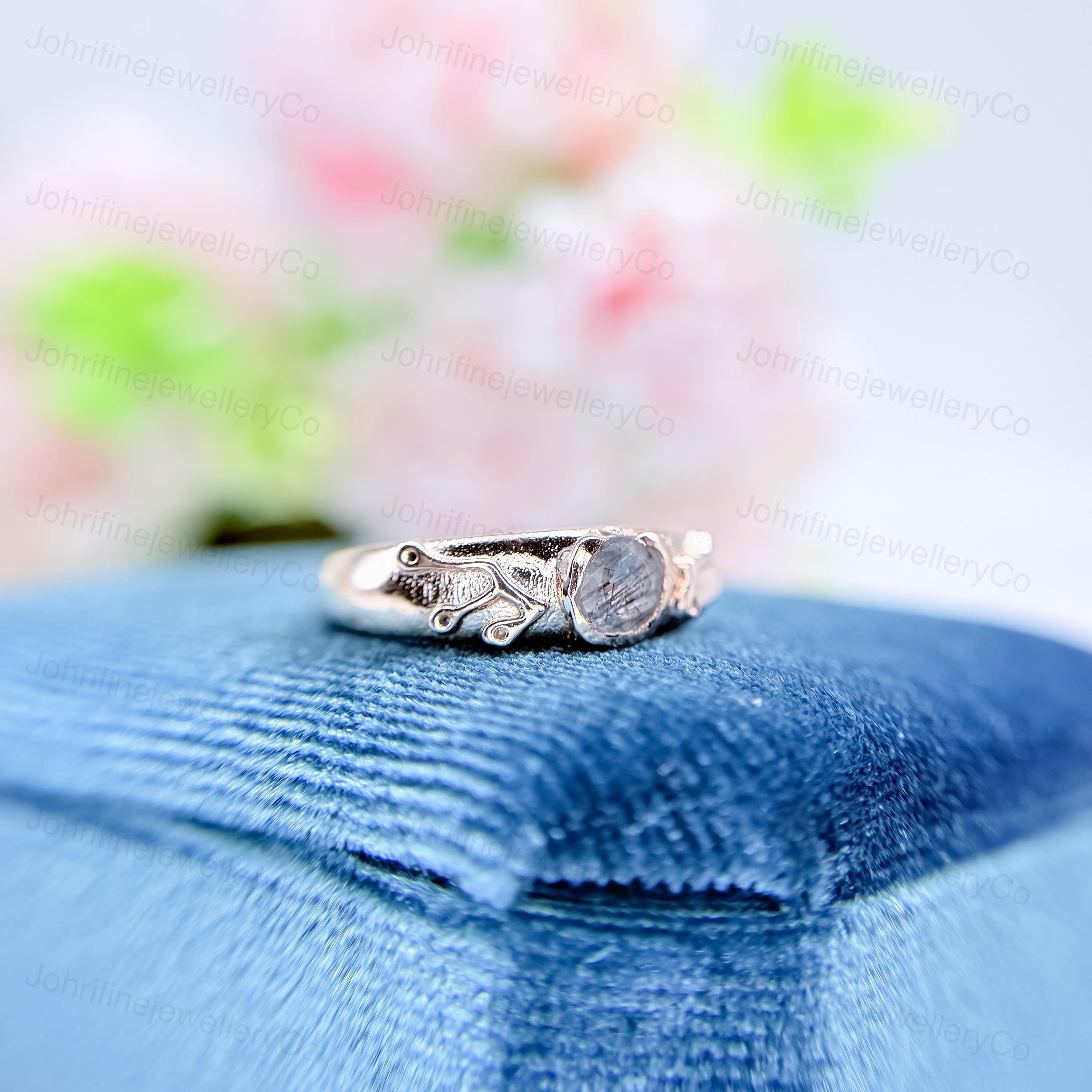 Zelda Kokiri Ring: Black Rutilated 925 Sterling Silver Anime