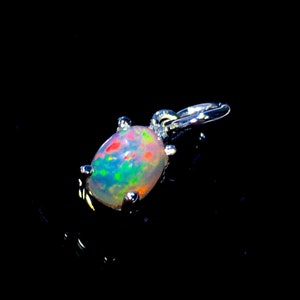 Opal Pendant, Cubic Zirconia Pendant, Multi Fire White Opal Pendant, 925 Sterling Silver, Handmade Jewelry, October Birthstone Pendant