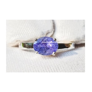 Natural Tanzanite Statement Ring, 925 Solid Silver Ring, December Birthstone, Tanzanite Ring, Solitaire Engagement Ring, Gift for Her