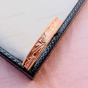 Filigree Sterling Silver Wedding Band: Milgrain Edge Anniversary Ring