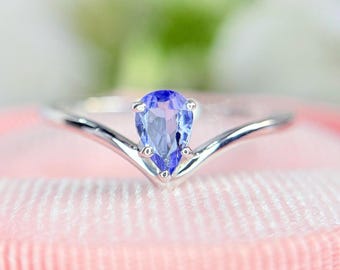 Natural Tanzanite Statement Ring Handmade Tanzanite Ring December Birthstone Ring Chevron Tanzanite Jewelry Gift for Her Christmas Gift Ring