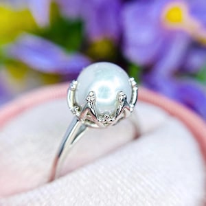 Freshwater Pearl Ring: Sterling Silver Promise Ring, June Birthstone