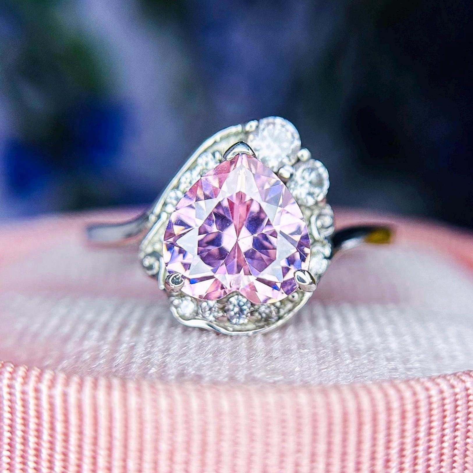 Pink Cubic Zirconia Engagement Ring: 925 Sterling Silver Sailor
