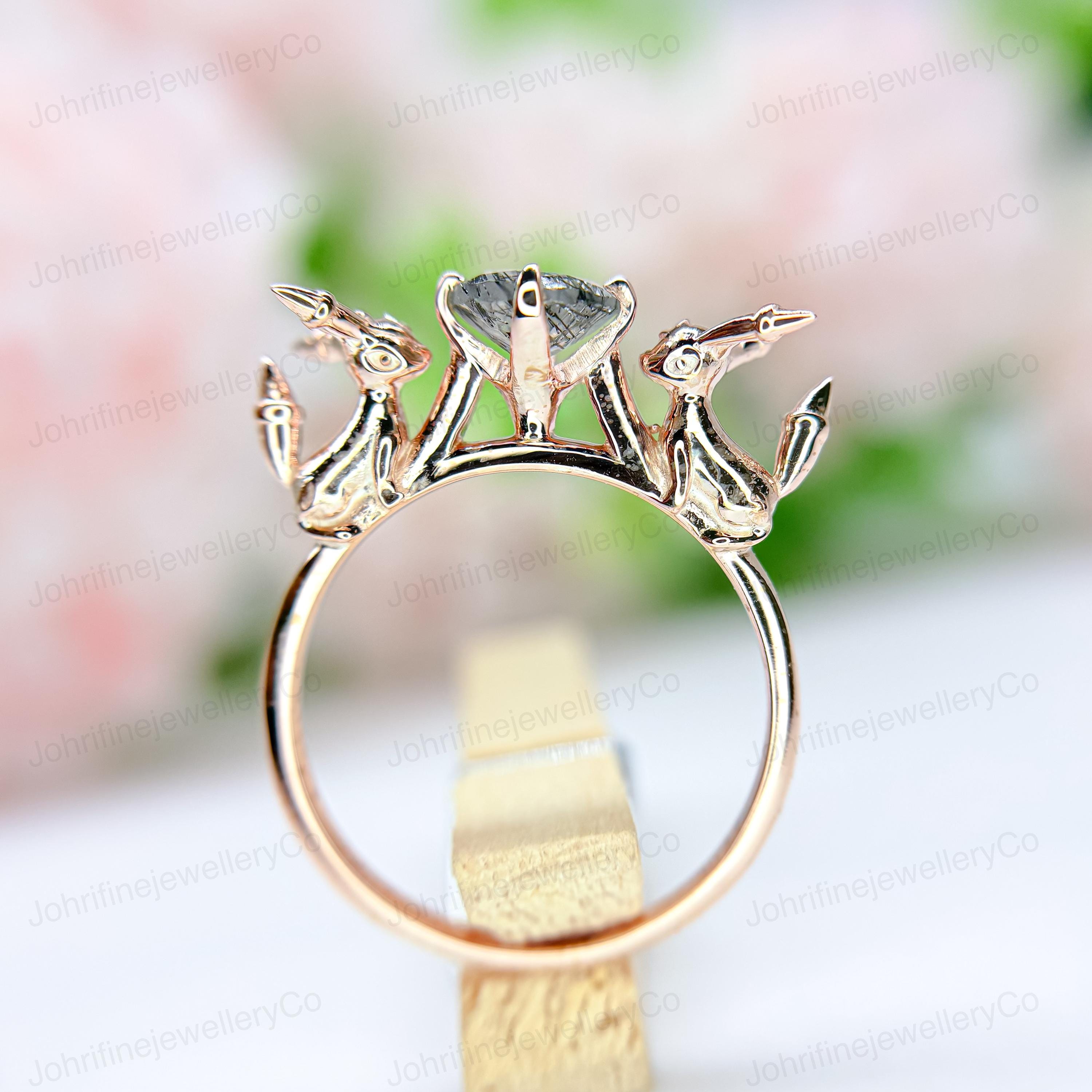 Umbreon Rings Umbreon Ring: Black Rutilated Quartz, Sterling Silver Anime Jewelry - Etsy