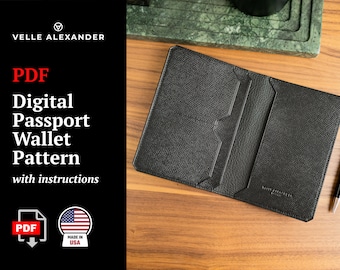 Luxury Leather Passport Wallet Pattern | PDF Template | Digital