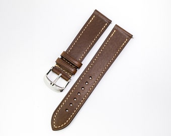 Quality Italian Leather Watch Strap: Full-Grain, Quick Release | 18mm 19mm 20mm | Standard length 115/75 | Dark Brown