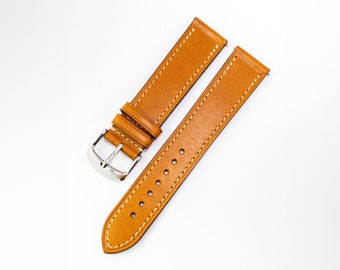 Quality Italian Leather Watch Strap: Full-Grain, Quick Release | 18mm 19mm 20mm | Standard length 115/75 | Tan