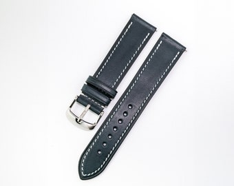 Quality Italian Leather Watch Strap: Full-Grain, Quick Release | 18mm 19mm 20mm | Standard length 115/75 | Blue