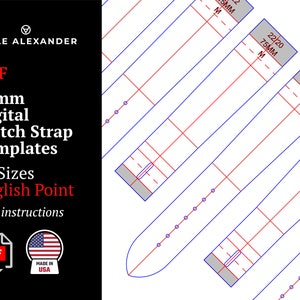 22mm Digital Watch Strap Templates | 18 Sizes | English Point | PDF