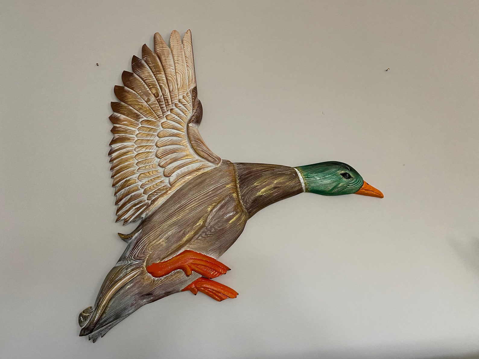 Handmade Wooden Sculpture Duck Wood Work Wall Hanging Art Etsy