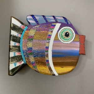 Wood Wall Art, Animal Fish Decor, Fish Wall Hanging, Small Wooden Fish, Wooden Fish Sculpture, Handmade Wooden fish