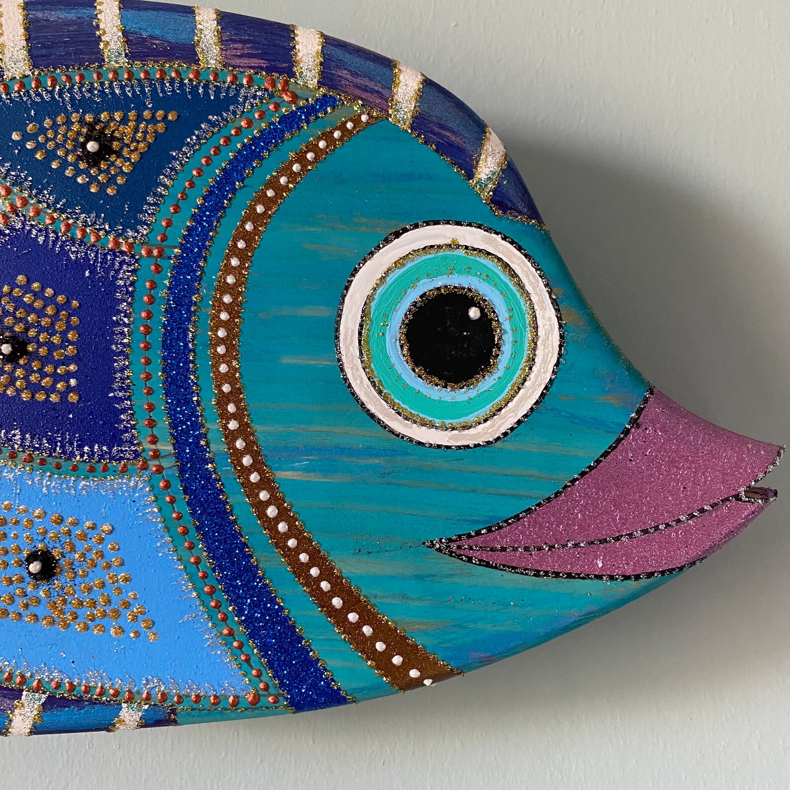 Blue Wood Fish, Fish Wall Hanging, Wood Decor, Wall Art, Wood Wall Hanging, Wooden Wall