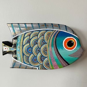 Fish Wall Hanging, Blue Wood Wall Hanging, Wooden Wall decoration, Wooden fish, Gift for Fisherman, Costal Home Decoration