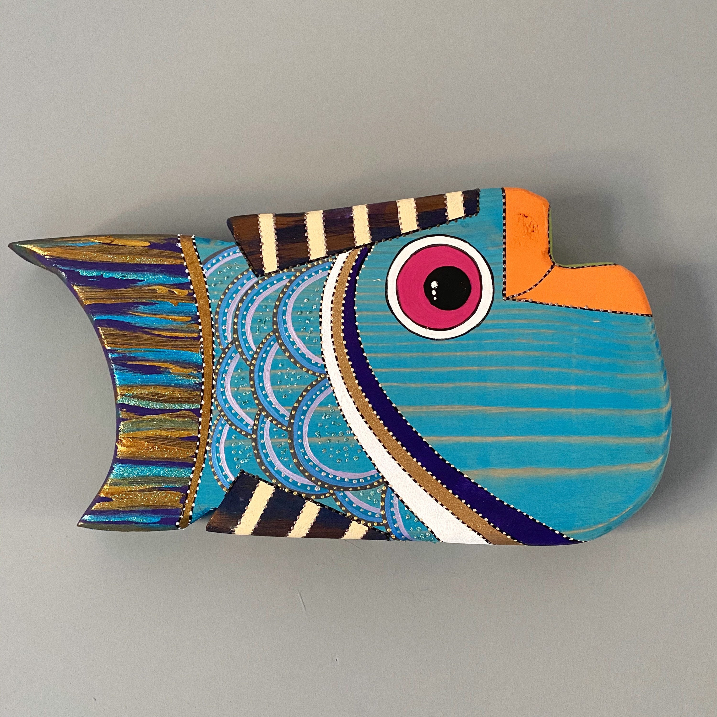 FREE SHIPPING Handmade Wooden Fish Wall Hanging Painted Fish Etsy