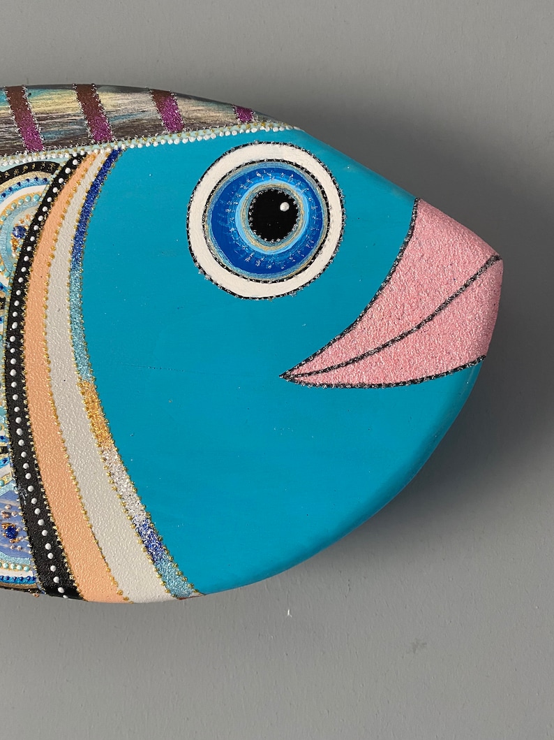 Blue Wooden Fish Wall Decor, Wooden Fish, Wood Art , Home Decor , Blue