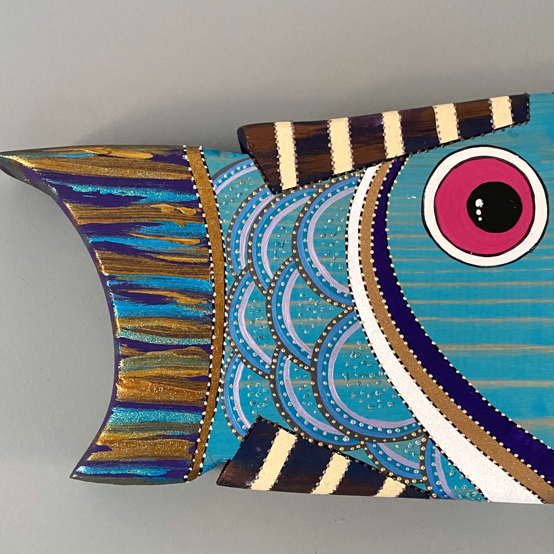 FREE SHIPPING Handmade Wooden Fish Wall Hanging Painted Fish | Etsy