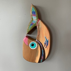 Wood fish, Wall hanging, wall art, wood wall hanging, wooden wall decoration, Wooden fish, handpainted fish, wooden fish for animsl lovers,