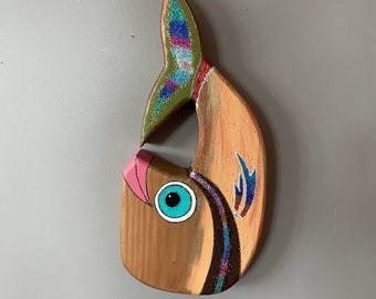 Holzfisch, Wandbehang, Wandkunst, Holzwandbehang, Holzwanddekoration, Holzfisch, handbemalte Fische, Holzfische für Animsl liebhaber,