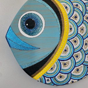 Coastal home gift, Wall hanging, Gift for her, wood wall hanging, wooden wall decoration, Wooden fish, Gift for fisherman, Blue Wooden Fish